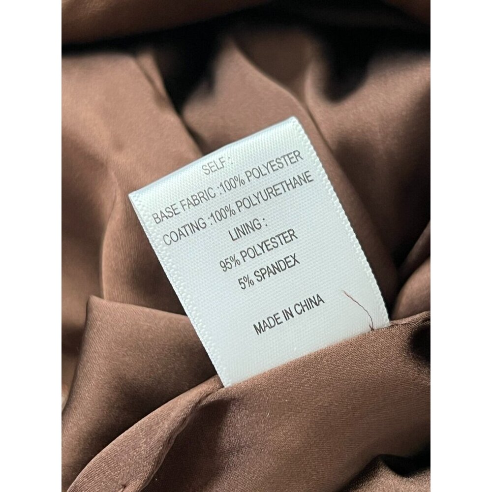 Meshki Ruched Bodycon Naomi Mini Skirt Size XS Chocolate Brown Faux Leather - Picture 12 of 15